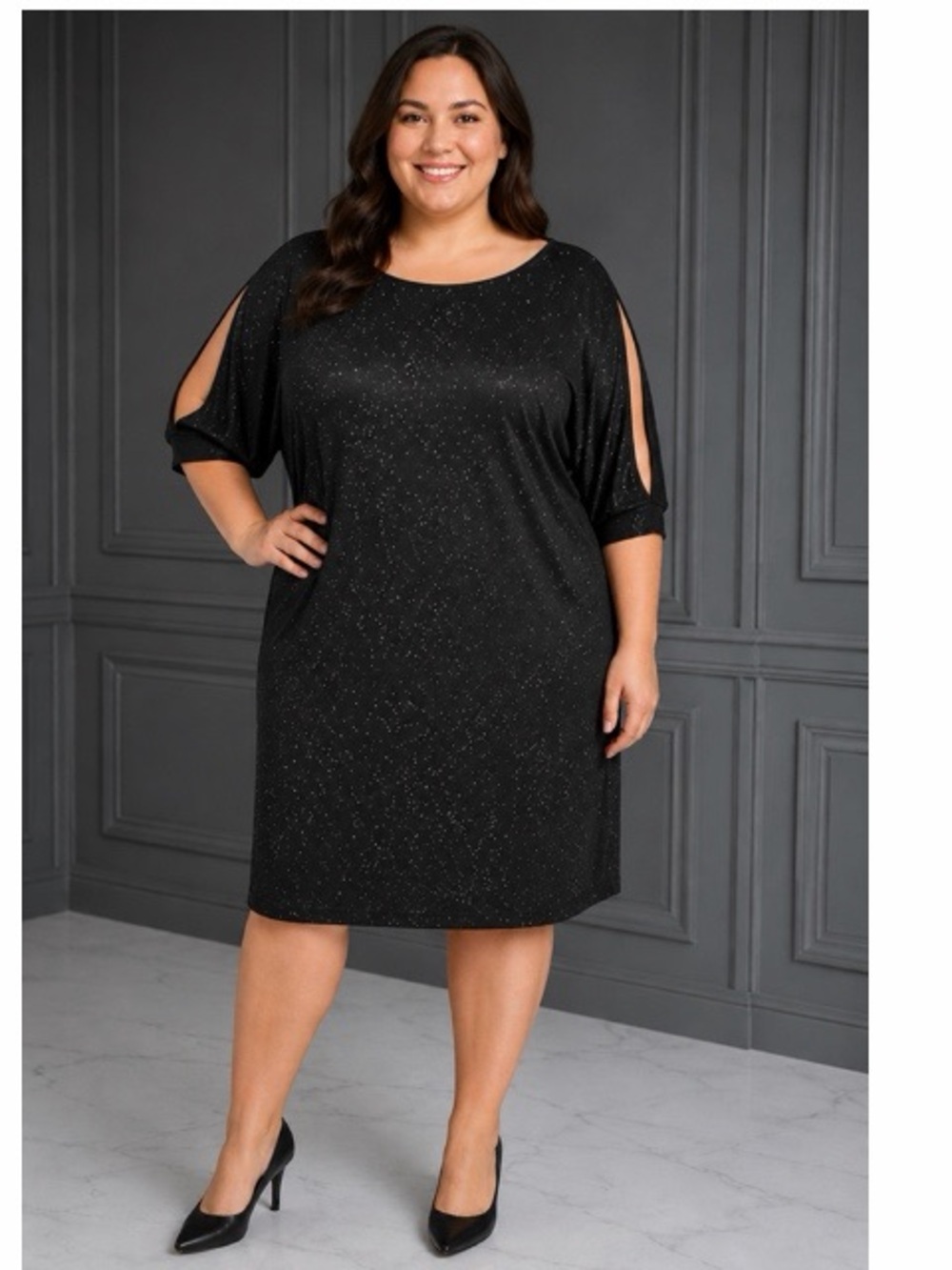 Ronni Nicole Sparkle Split Sleeve Party Dress NWT